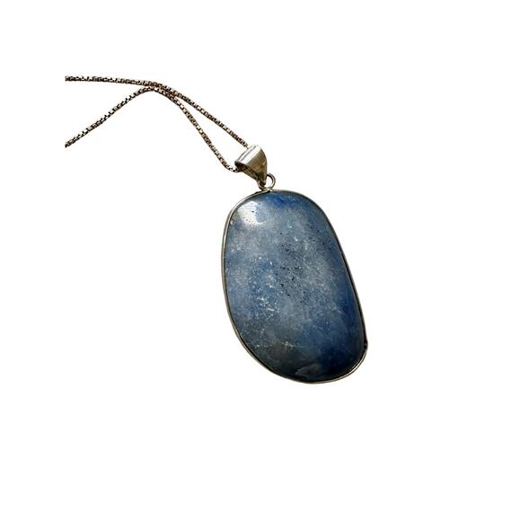Sterling Silver Blue Quartz Pendant Necklace - Picture 1 of 6